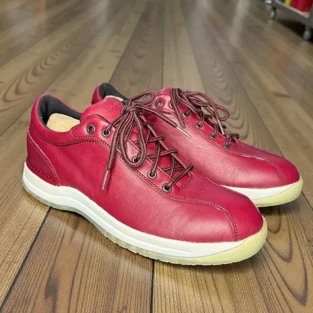 Rockport MEW327M Mens 10 Red Leather Sneakers Walking Shoes EUR 44 NWOB